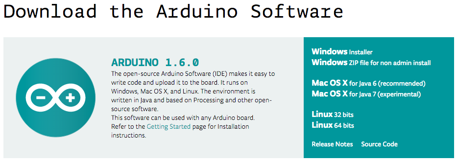 Arduino IDE 1.6.0下載網頁