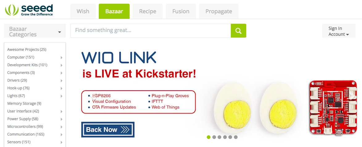 Seeed發表Wio Link，在Kickstarter上快速達標。