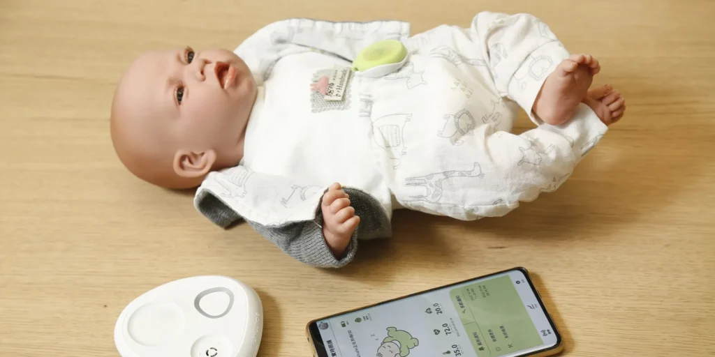 澔心科技的「UniWhale@寶寶智慧照護組」就如同一個居家照護者，透過夾在新生兒衣服上的微型感測器，時時刻刻檢測寶寶活動的聲音，用以判斷寶寶的身體狀況，讓每一個家庭都能夠更安心享受相聚的每一刻。