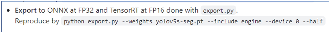 在 Readme 文件中有說明如何利用 export.py 將 pt 檔轉換為 onnx 檔。