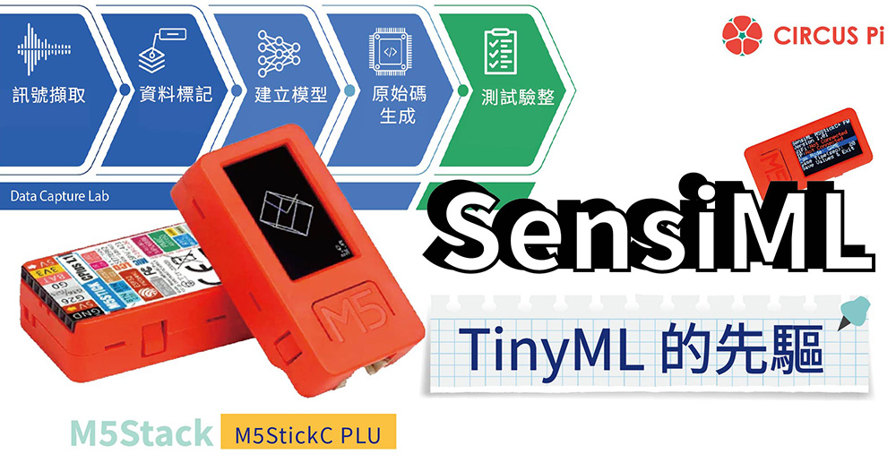 SensiML 是一個 IoT 機器學習解決方案，提供數種不同的軟體用以擷取資料、建立模型與測試驗證，並且能佈署 TinyML 模型在多種不同的中低階微控制器上，不管是在商業開發或社群上都備受好評。本篇將會實際藉由 M5StickC PLUS 範例來體驗 SesiML 的 TinyML 功能。