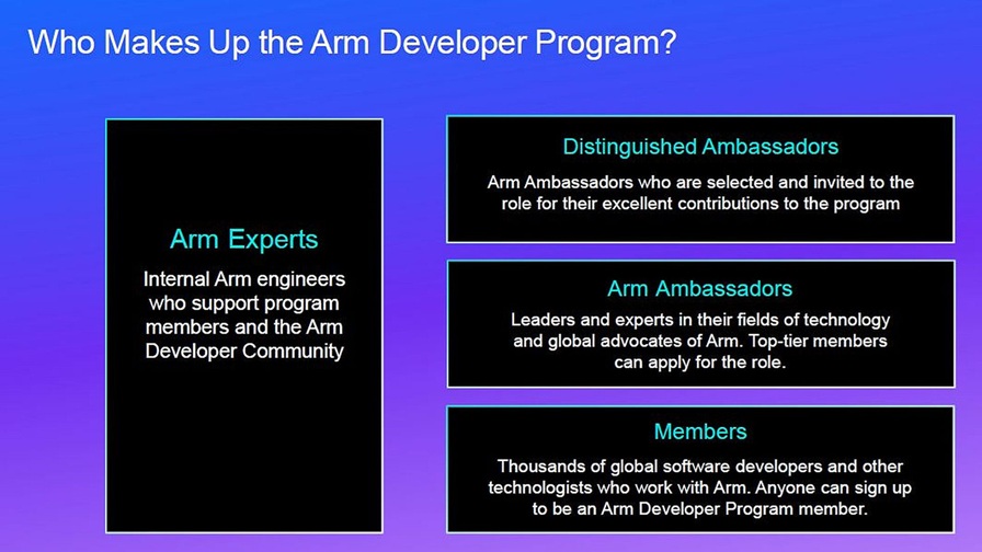 Arm 開發人員計畫組成方式