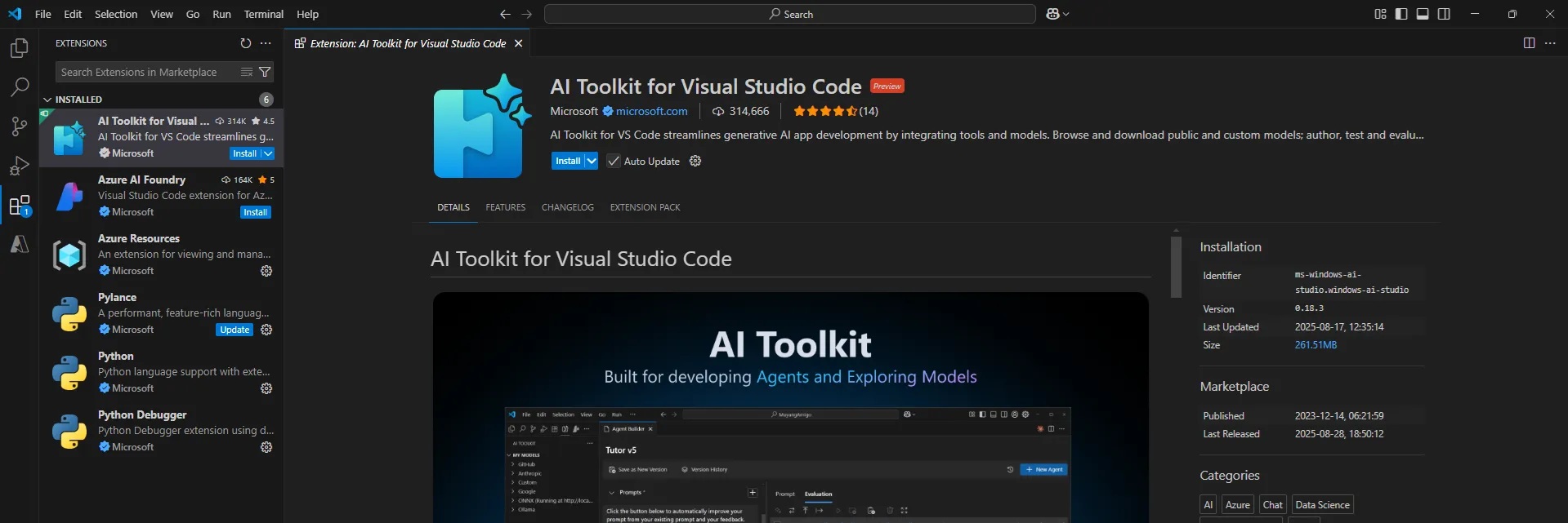 安裝AI Toolkit for Visual Studio Code