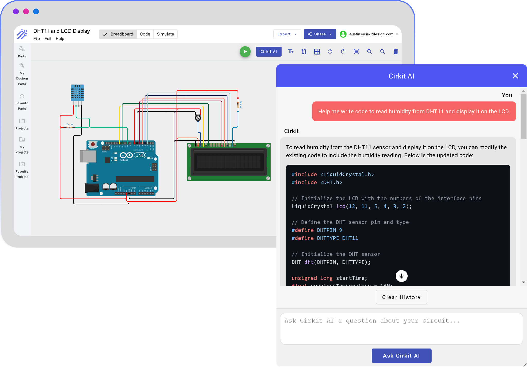圖5 Cirkit AI的人工智慧功能可協助開發者撰寫MCU控制程式（圖片來源：Cirkit Designer公司）