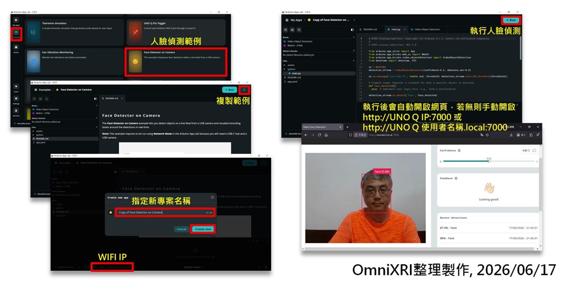 Fig. 2 啟動人臉偵測範例流程。(OmniXRI整理製作,2026/06/17)